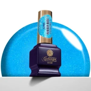 Gelaxyo Rubber Base Coshine 05 – Bază Rubber cu Sclipici Albastru Sidefat, 15ml